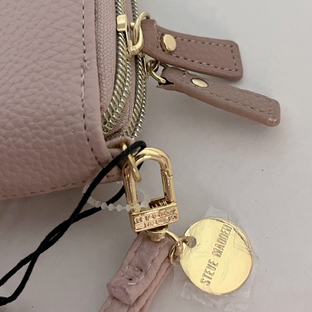 NWT STEVE MADDEN Blush Pink Double Zip Wristlet Wallet Blush Pink Gold Hardware - Picture 6 of 8